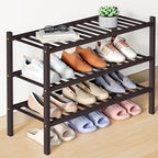 Smiry Bamboo Shoe Rack for Closet, 3 Tier Wooden Stackable Shoe Organizer, Free Standing Shoes Storage Shelf for Entryway, Fr