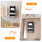Hanging Closet Organizer and Storage 3-Shelf, Easy Mount Foldable Hanging Closet Wardrobe Storage Shelves, Clothes Handbag Sh