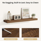 Fun Memories Rustic Wood Floating Shelves for Wall, Space-Saving Wall Mounted Shelves for Bathroom, Bedroom, Living Room and 
