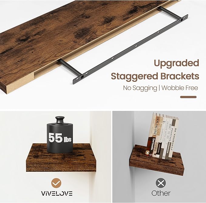 Vivelove Floating Shelves for Wall Mounted, 40 Inches Long Shelves, Display Shelf for Bathroom Living Room Kitchen Bedroom Of