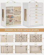 AKOZLIN Jewelry Box 6-Tier Organizer Functional 360° Rotating Jewelry Storage Case for Women Girls Ring Necklace Earring Brac