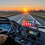 Heavy-Duty Truck Dash Mount for CarPlay Screen, Aluminum Alloy Long Arm & AMPS Square Plate Base, 360° Rotation