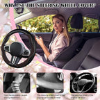 SuperKaKa Brown Car Steering Wheel Cover 2025, Universal Auto PU Cute Breathable Slip-Proof Comfort Imitation Leather Protect