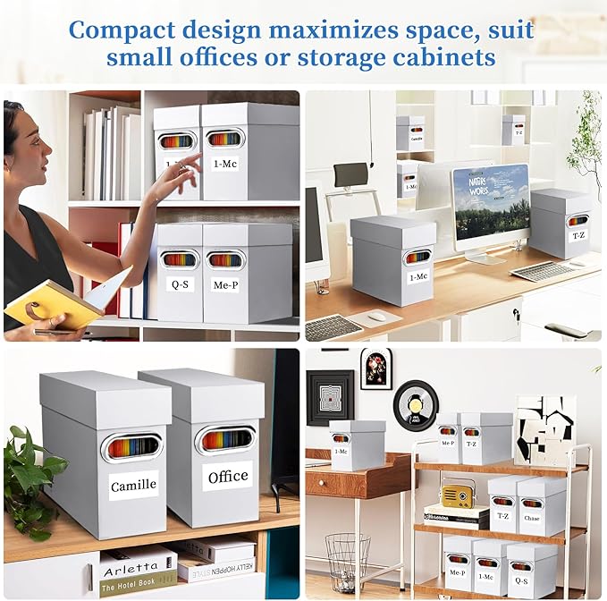 File Organizer Box with Lid & Handle, Heavy Duty Hanging File Folder Storage Boxes for Letter Size, Portable Filing Organizer