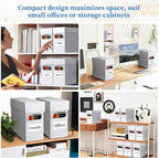 File Organizer Box with Lid & Handle, Thickened Cardboard Hanging File Folder Storage Boxes for Letter Size, Portable Filing 