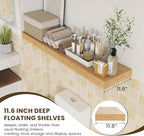 48 Inch Oak Floating Shelf | 12 Inch Deep Floating Shelves Set of 1 | 48" D x 12" D Rustic Wood Shelves for Wall | Deep Oak S