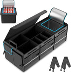 MEI&CO Car Trunk Organizer - 2.5mm PP Board Built, 35L Leakproof Cooler, 105L Capacity, 2 Tie-Down Straps, 4 Adjustable Divide