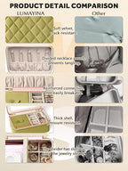 Velvet Travel Jewelry Box with Large Mirror, Double-Layer Jewelry Organizer Case for Women and Girls, Portable Storage Case w