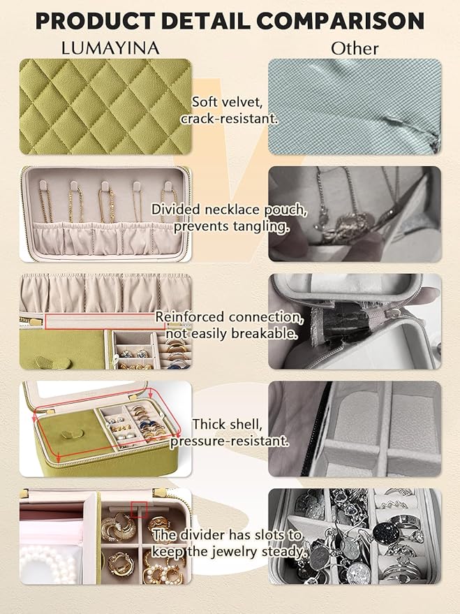 Velvet Travel Jewelry Box with Large Mirror, Double-Layer Jewelry Organizer Case for Women and Girls, Portable Storage Case w