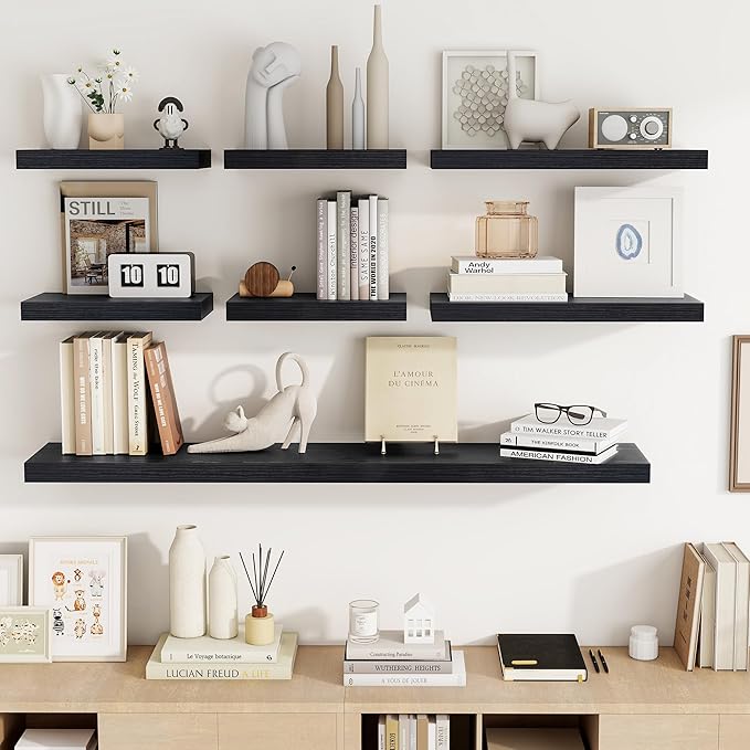 16 Inch Floating Shelves, 16"x9.25"x1.5" Inch Deep Floating Shelves for Wall, Wooden Shelves for Bathroom, Bedroom, Living Ro