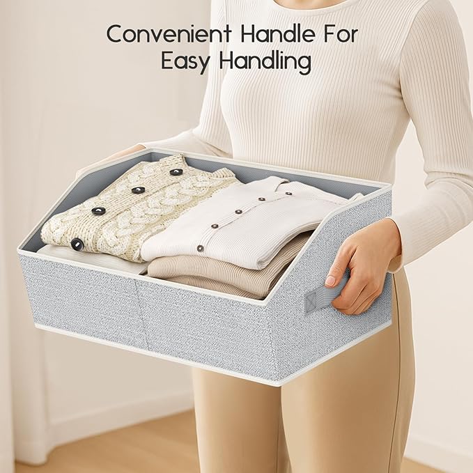 Homsorout Large Closet Organizers and Storage Bins - 10 Pack Trapezoid Storage Baskets for Shelves, Foldable Fabric Baskets w