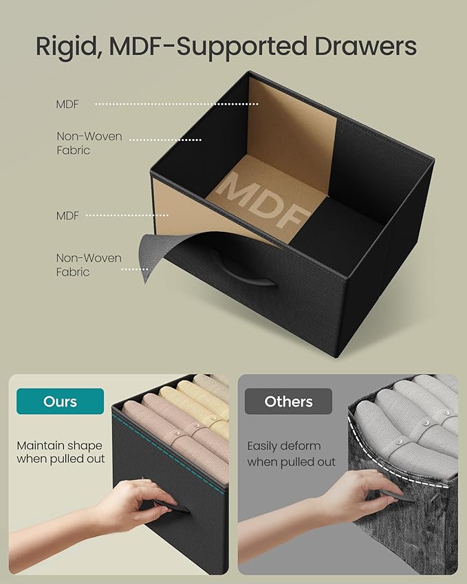 SONGMICS Dresser for Bedroom, Chest of Drawers, TV Stand, Steel, MDF, 6 Non-Woven Fabric Drawers, Storage Organizer Unit, Clo