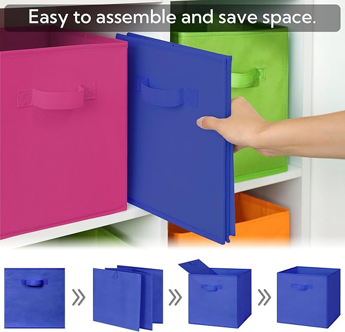 GRANNY SAYS 11 Inch Cube Storage Bins, Colorful Cube Storage Organizer, Fabric Storage Bins, Storage Cubes for Shelves, Close