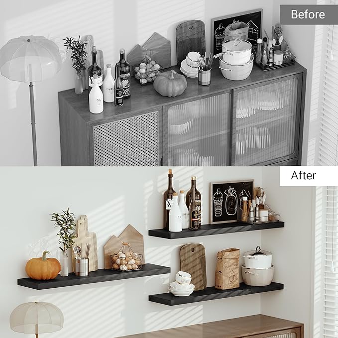 Vivelove Single Floating Shelves 48 Inches, 48 x 10 inch Deep x 1.8 in Thick, Long Wall Shelves Heavy Duty 80 lbs for Bedroom