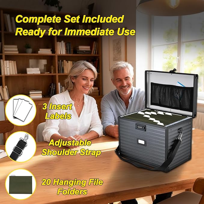 File Storage Cabinet File Organizer Document Organizer File Box in Office and Home with Combination Lock with 20 Letter Size 