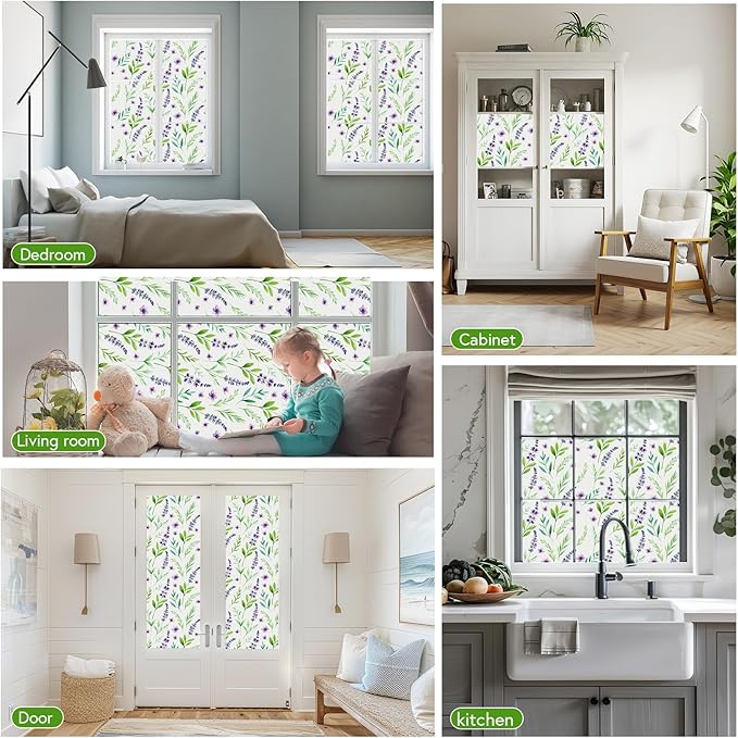 SOMWISE Frosted Glass Window Film, Heat Insulation, UV Block, Anti-Glare, One Way Privacy Tint, Static Cling for Home Bathroom Door, Renter Friendly, Day & Night Privacy