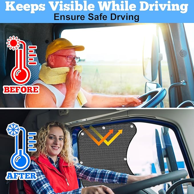 2PCS Side Window Sunshades for Semi-Truck,23.6x21.6inch Car Side Window Shade RV Semi Truck Accessories