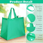 Zhehao 60 Pcs Reusable Grocery Bags Bulk Large Foldable Shopping Tote Bags Non Woven with Handle and Plastic Button