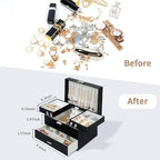 Dajasan Jewelry Organizer Box, Large Jewelry Boxes for Women Girls, Space-Saving 3 Layers Jewelry Storage Case with Drawer, M
