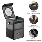 Ryhpez Car Trash Can with Lid - Leakproof Trash Bin Car Garbage Can, Collapsible Automotive Truck Organizer and Storage Bag Car Accessories for Women Men Road Trip Essentials