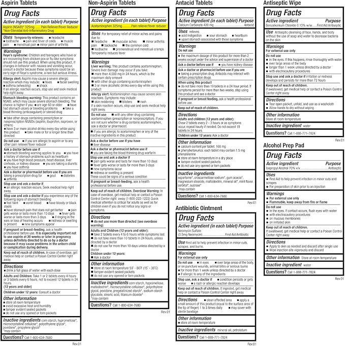 Be Smart Get Prepared 180 Piece First Aid Kit: Clean, Treat, Protect Minor Cuts, Scrapes. Home, Office, Car, School, Business