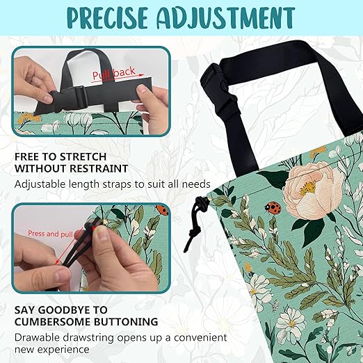 Car Garbage Bag Watercolor Floral and Green Leaves Drawstring Car Trash Bag Hanging for Back Seat with Adjustable Buckle Canvas Vehicle Trash Can Easy-to-Install