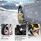 VaygWay Car Snow Tire Chains - All Season Yellow Snow Chains- Emergency Vehicle Anti-Slip Tire Chains for Cars, SUVs, & Truck