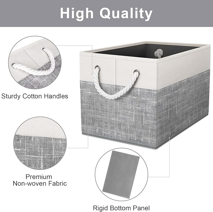 Fab totes Storage Bins [2-Pack], Foldable Storage Baskets for Organizing Toys, Books, Shelves, Closet, Large Storage Box with