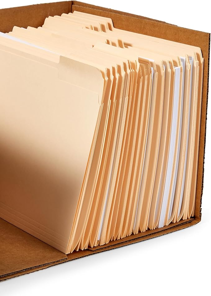 Amazon Basics Storage/Filing Boxes with Lift-Off Lid, Letter/Legal Size, Collapsible, Tape-Free Assembly, White, 16.2" L x 12
