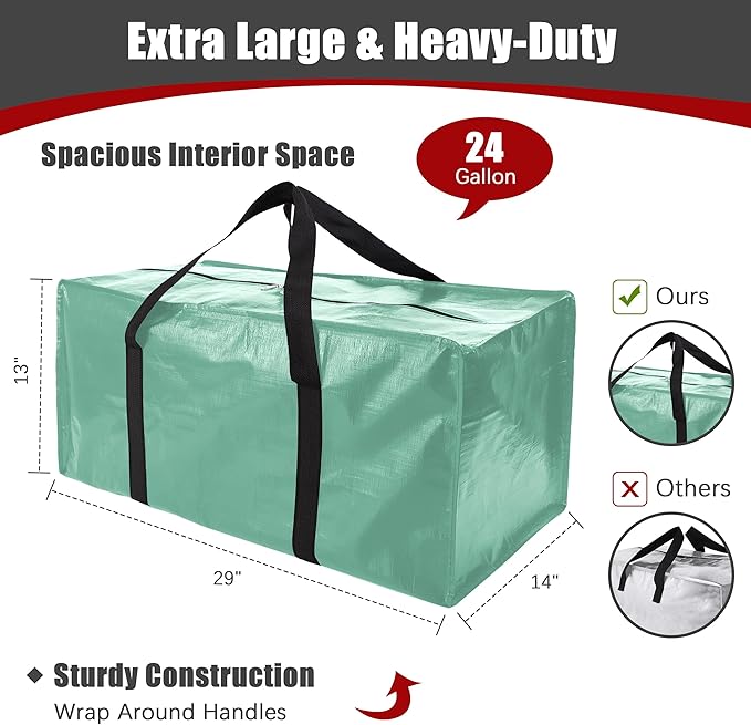 PANDA JOYS 8 Pack Extra Large Moving Bags with Zippers & Carrying Handles, Heavy-Duty Storage Tote for Space Saving Moving St