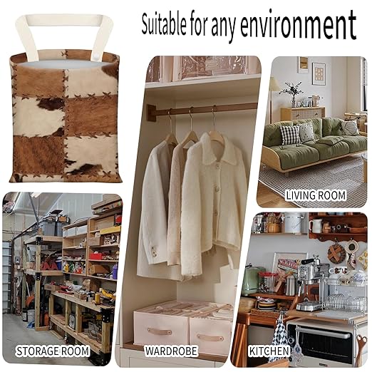 Car Garbage Can, Seat Back Hanging Cute Car Trash Can Bag, Car Organizer and Storage Bag for Travelling, Outdoor Retro Brown Cow Pattern