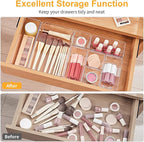 SMARTAKE 28 Piece Drawer Organizers with Non-Slip Silicone Pads, 4-Size Desk Drawer Organizer Trays Storage Tray for Makeup, 