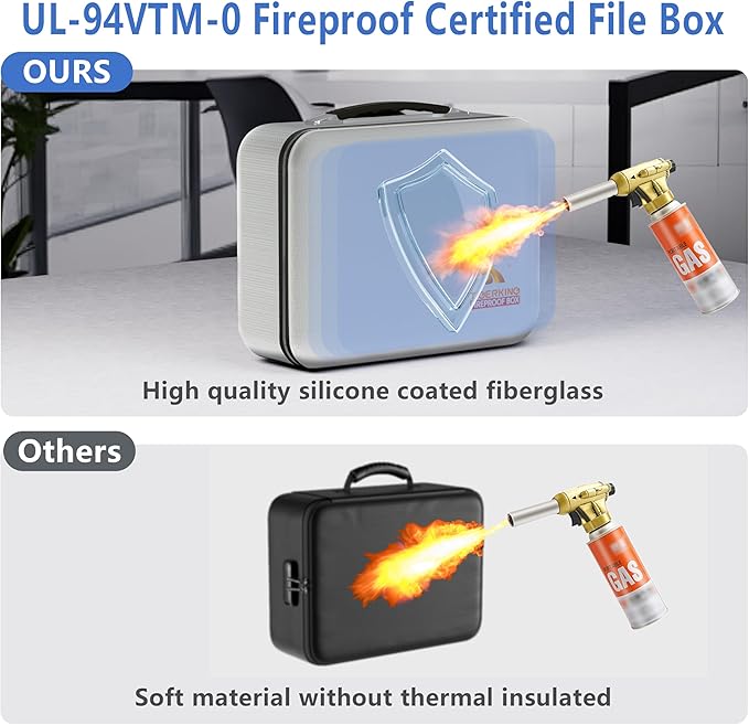 TIGERKING Fireproof Document Box Hard Shell, Fire Proof File Box for Documents with Combination Lock, File Safe Boxs Fireproo