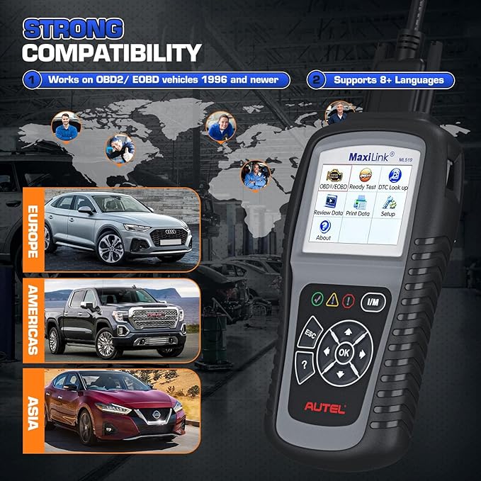 Autel MaxiLink ML519 OBD2 Scanner, New Ver. of AL519, Enhanced Mode 6 Car Code Reader, Check Engine Light Read/Erase Fault