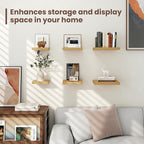 Fun Memories Square Floating Shelves for Wall - 12 Inch Deep Floating Shelves with Invisible Brackets, Oak Small Wall Shelf f