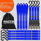 Ratchet Tie Down Straps, 2340lb Break Strength, 4pc 1inch x 16FT Ratchet Strap Set with Padded Handles & Coated S Hook W/Safety Clip, Cargo Strap Tie-Down for Motorcycle, Truck (Blue)
