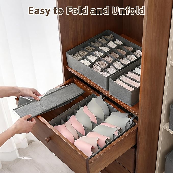 Garvee 12 Pack Underwear Drawer Organizers, 116 Cells Dresser Drawer Divider Bins for Baby Clothes, Underwear, Bra, Sock, Fol