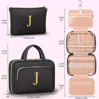 Gifts for Women, Initial Toiletry Makeup Bag Hanging Cosmetic Organizer with Embroidery Letter Personalized Nurse Teacher App