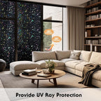 Volcanics Total Blackout Window Privacy Film with Installation Tools, Rainbow Room Darkening Black Window Cover, Static Cling 100% Light Blocking 35.4 x 78.7 Inches