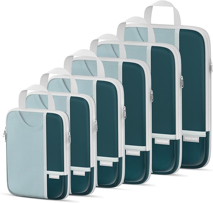 Percover Compression Packing Cubes 6-Piece Set, Packing Cubes Compression for Travel with Multi-Size Organization, Travel Org