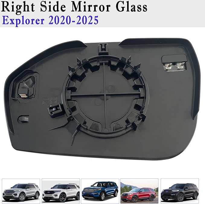 Explorer Passenger Side Mirror Glass Compatible with Ford Explorer 2020 2021 2022 2023 2024 2025 Right Mirror Glass Heated BSD with Blind Spot Detection with Backing Plate