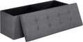 SONGMICS MAZIE Collection - 43 Inches Folding Storage Ottoman Bench, Ottoman Foot Rest, End of Bed Bench, Storage Chest, Load