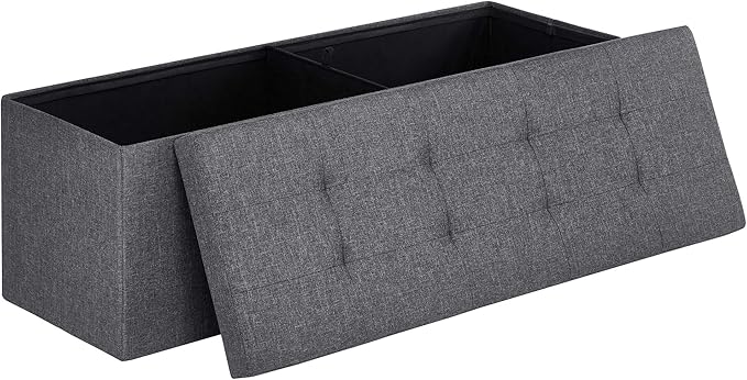 SONGMICS MAZIE Collection - 43 Inches Folding Storage Ottoman Bench, Ottoman Foot Rest, End of Bed Bench, Storage Chest, Load