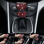 CAR PASS 23 PCS Bling Diamond Car Accessories Set for Women, Leather Car Seat Covers Full Set Sparkly Rhinestone15'' Steering Wheel Covers Shining Diamond Car Floor Mats Cute Car Interior Sets, Red