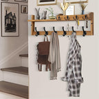 Coat Rack Wall Mount with Shelf, 27.5" Entryway Wall Hanging Shelf, Coat and Key Hanger with 10 Dual Hooks, Mail Organizer an