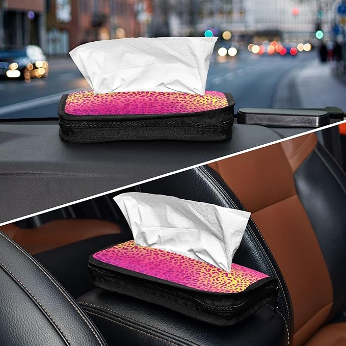 Car Tissue Holder Car Visor Organizer Tissue Box Holder for Car Sun Visor Organizer with Car Vehicle Accessories Essentials Interior for Women Men Multicolored Gradient Leopard Print