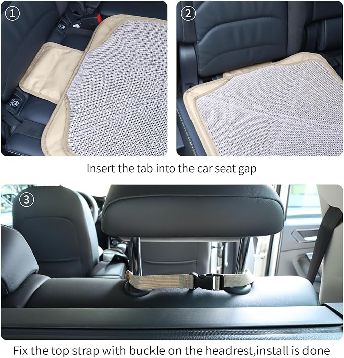 Car Seat Protector Leather Waterproof Child Safety Seat Protector Cover with Thick Pad and 2 Large Pockets Durable Kick Mat f