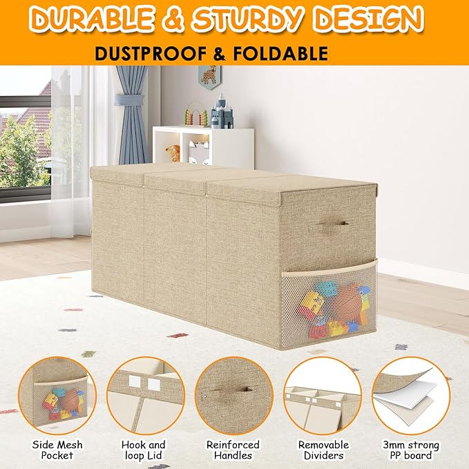 Extra Large Toy Box Chest with Lid, Kids Toy Storage Organizer for Boys Girls, Big Toy Bin Basket Extra Large Toy Storage Box
