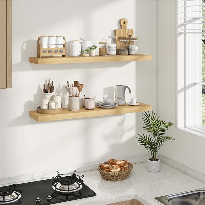 Dreamland Deep Floating Shelves, 8" Deep Long Shelves Set of 2, 40 Inches Floating Shelf for Wall,Large Display & Storage She