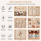 AKOZLIN 6-Tier Jewelry Box Organizer Functional 5 Drawers Leather Jewelry Storage Case for Women Girls Ring Necklace Earring 
